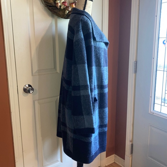 NWT Plaid Open Front Shacket Sweater Jacket Knit Unstructured By Avalin sz Large - Picture 3 of 9